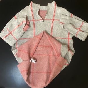 Tahari Sweater Grey Red Stripes Medium